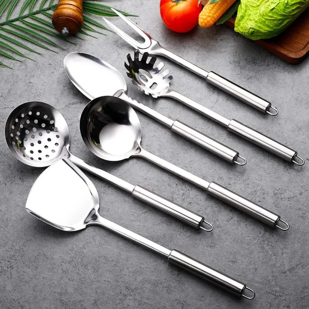 Langlebiger Wok-Spachtel aus Edelstahl mit langem Griff, Küchenhelfer, Küchenkochutensilien-Set, Reislöffel, Schöpfkelle, Kochutensilien — image 2