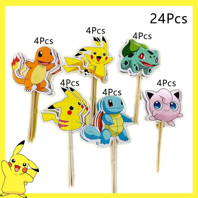 Pokemon Geburtstag Party Dekoration Pikachu Einweggeschirr Tasse Serviette Teller Tischdecke Baby Dusche Kuchen Topper Flagge Luftballons