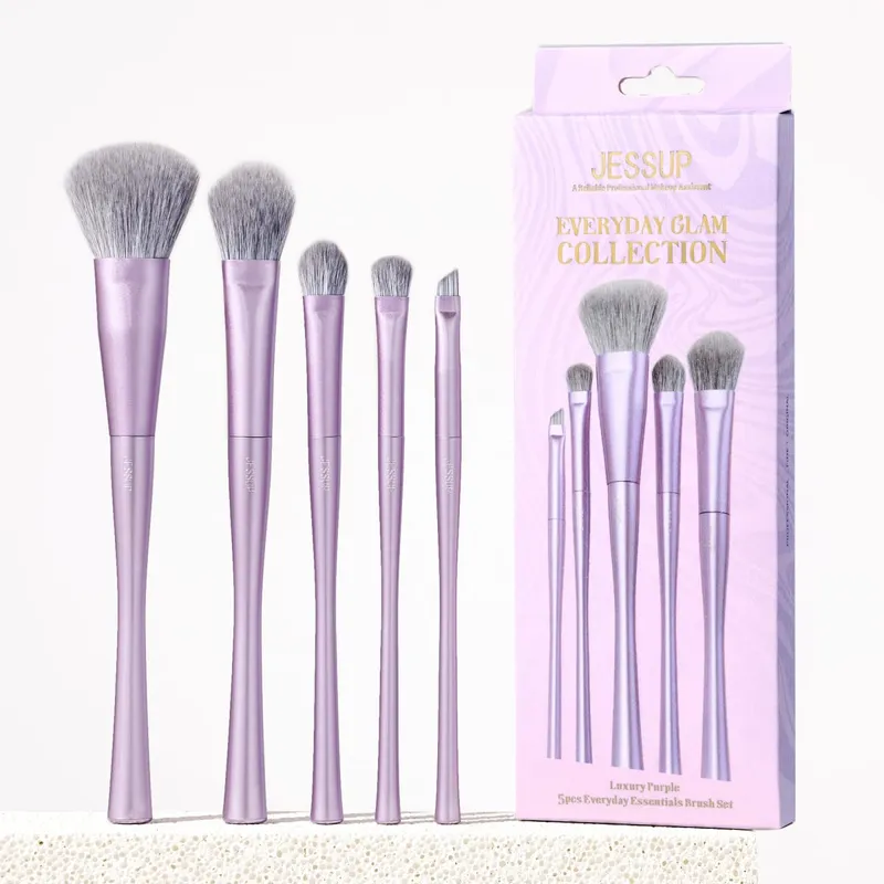 Jessup – ensemble de pinceaux de maquillage professionnels, 14 pièces, pour fond de teint végétalien, fard à paupières, poudre de Contour, Kit de pinceaux de mélange de luxe violet T512 — image 11