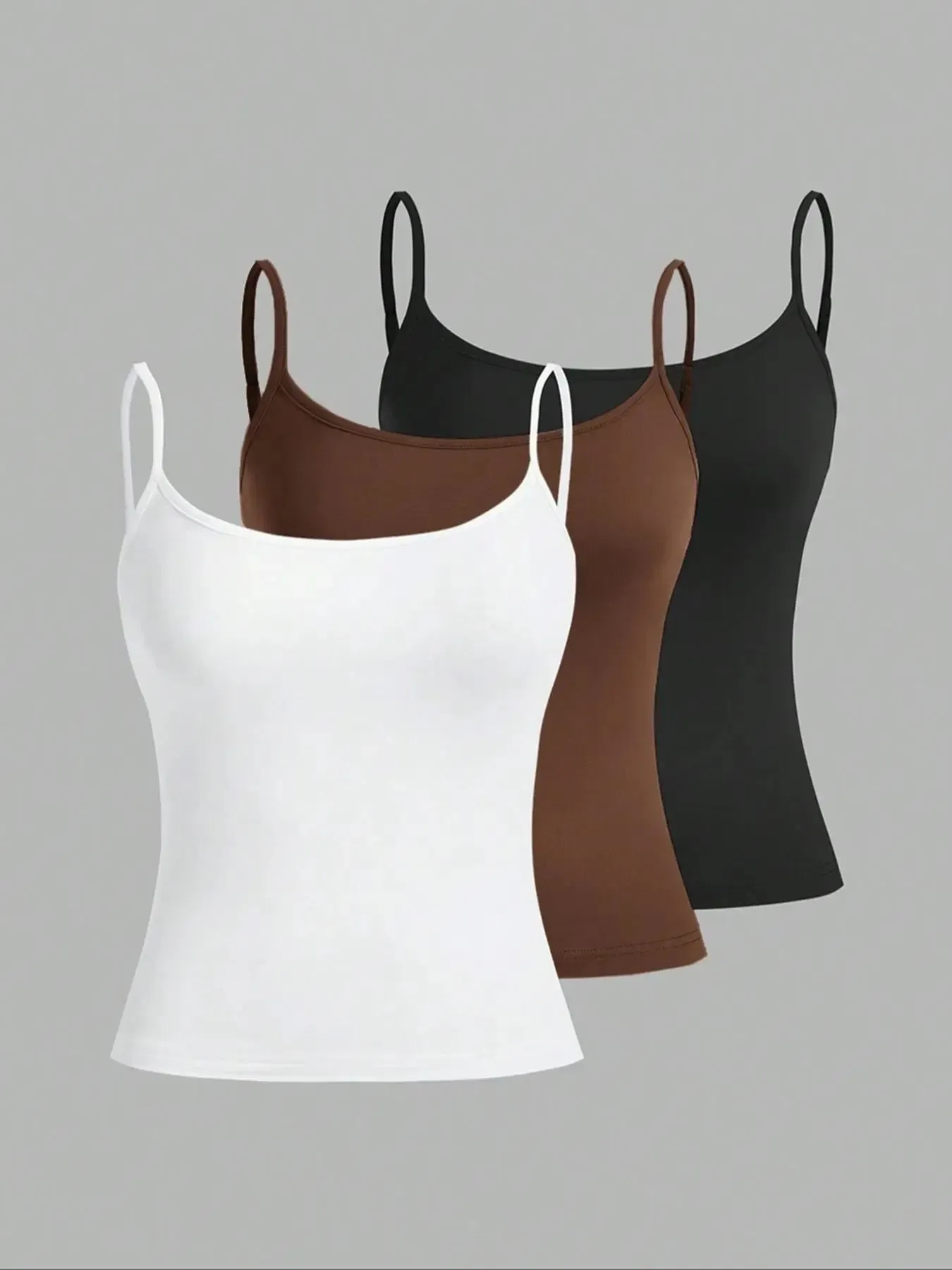 European and American Spring Summer and Autumn Solid Color Daily Casual Adjustable Suspender Vest Three-Piece Set