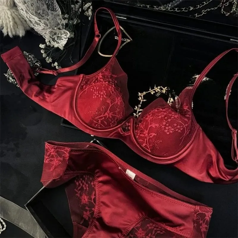 Dessous-Set aus Spitze und Satin im französischen Stil, mit verstellbaren Trägern, BH und dünner Polsterung aus weichem Draht, bequem, Unterwäsche für muslimische Mädchen — image 15