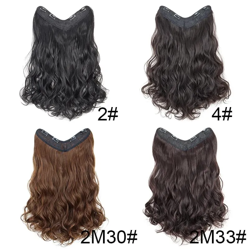 Estensioni sintetiche per capelli ricci ondulati lunghi a forma di V da 24 pollici Fibra morbida resistente al calore Parrucchino per acconciature da festa quotidiane per donne — image 3