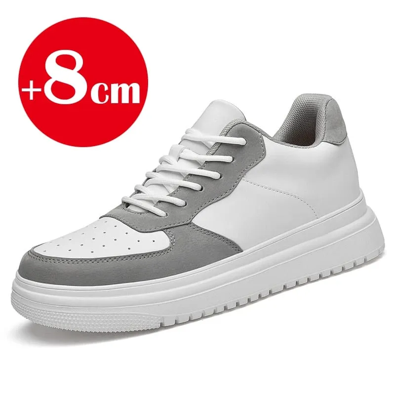 2026 nuevos zapatos con aumento De altura para Hombre, Zapatillas con elevador Invisible De 8cm, Zapatillas deportivas De cuero blanco para Hombre, talla grande 46 — image 10