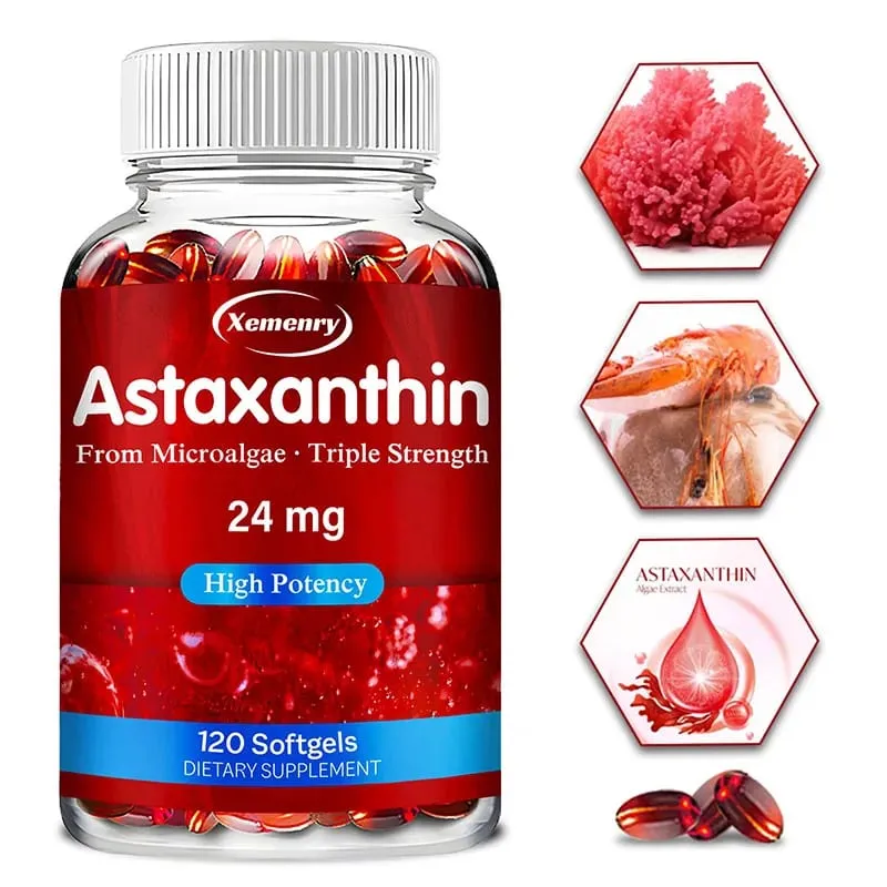 Astaxantina 24 mg - Promuove la salute cardiovascolare e accelera il metabolismo favorendo la salute delle articolazioni oculari e della pelle — image 1