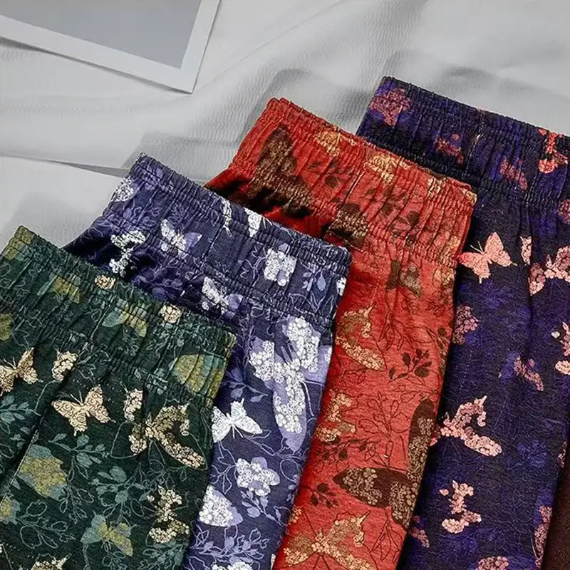 Conjunto de 4 peças de calças de ângulo plano com estampa de borboleta personalizada masculina, calças aro elásticas respiráveis soltas, roupa íntima casual masculina — image 7