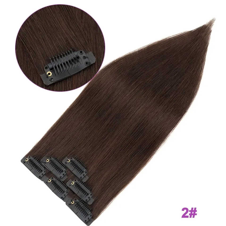 S-noilite Nahtlose PU-Haarverlängerung mit dünnem Schuss, 6 Stück, Clip-in-Haarverlängerungen aus echtem Menschenhaar, glatt, weiche Seide, Clip-in-Verlängerung für Frauen — image 8