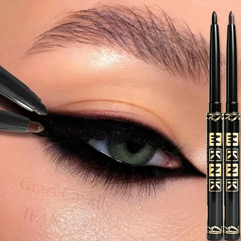 1-12pcs Pensil Celak Hitam Kalis Air Kalis Calit Aplikasi Mudah Dipintal Gel Mata untuk Solekan Mata Punk Tebal Mesra Permulaan — image 11