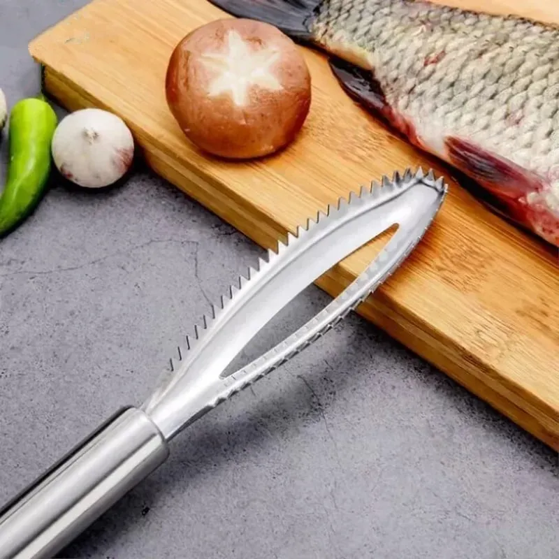 สแตนเลสเกล็ดปลาขูด Graters Fast Cleaner ลบผิวแปรงทำความสะอาด Scraper Peeler กระดูก Scaler แหนบแหนบเครื่องมือ