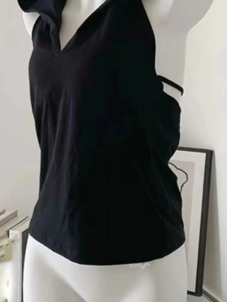 2025 Ropa Mujer Backless Verband Y2k Tank Top Frauen Feste Kapuze Tunika Lässige Leibchen Mode Sexy Koreanische Sommer Gestellte Tanks — image 7