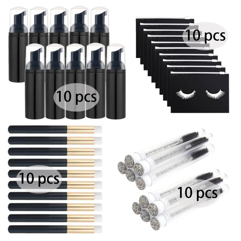 20/40Pcs 60ml Plastic Refillable Leakproof Empty Foam Pump Bottles Lash Shampoo Kit Travel Soap Dispenser Face Wash Makeup Tools