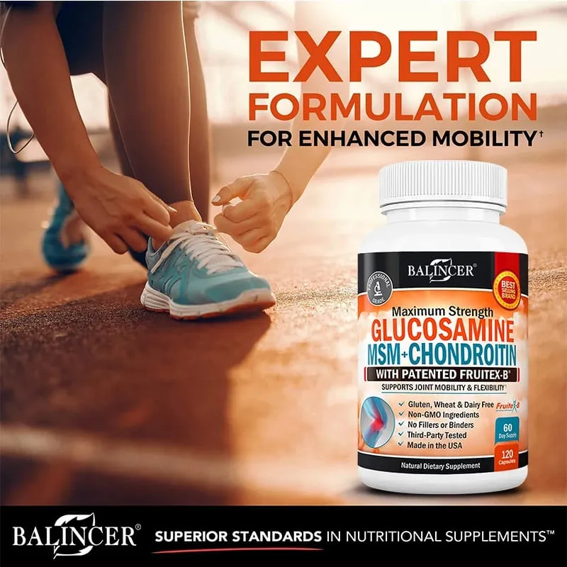 Glucosamine Chondroïtine MSM - Supplément de soutien articulaire pour hommes et femmes - Soulage l'inconfort articulaire 30/60/120 Capsules NON-OGM — image 2