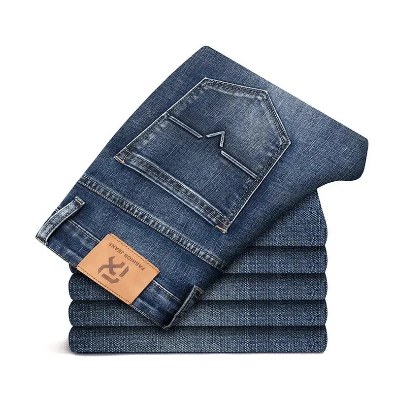 Seluar Jeans Fit Biasa 2026 Gaya Klasik Musim Bunga Musim Panas Baharu Seluar Fabrik Denim Regangan Biru Muda Lelaki Jenama Lelaki — image 4