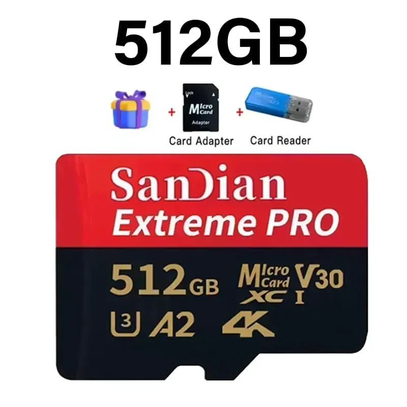 Class 10 U3 V30 Waterproof Memory SD Cards with USB Adapter 128GB 512GB High Speed Micro TF/SD Card for Phone Laptop Camera — image 9