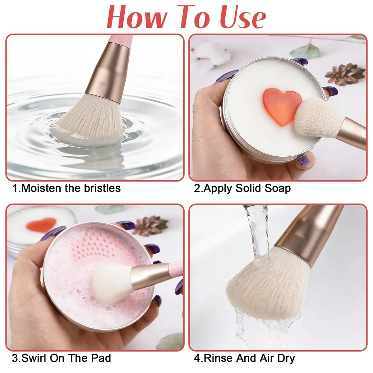 Make-upborstelreiniger met siliconenmat Reinigt diep waterdichte make-up voor synthetische en natuurlijke make-upborstels en sponzen — image 5