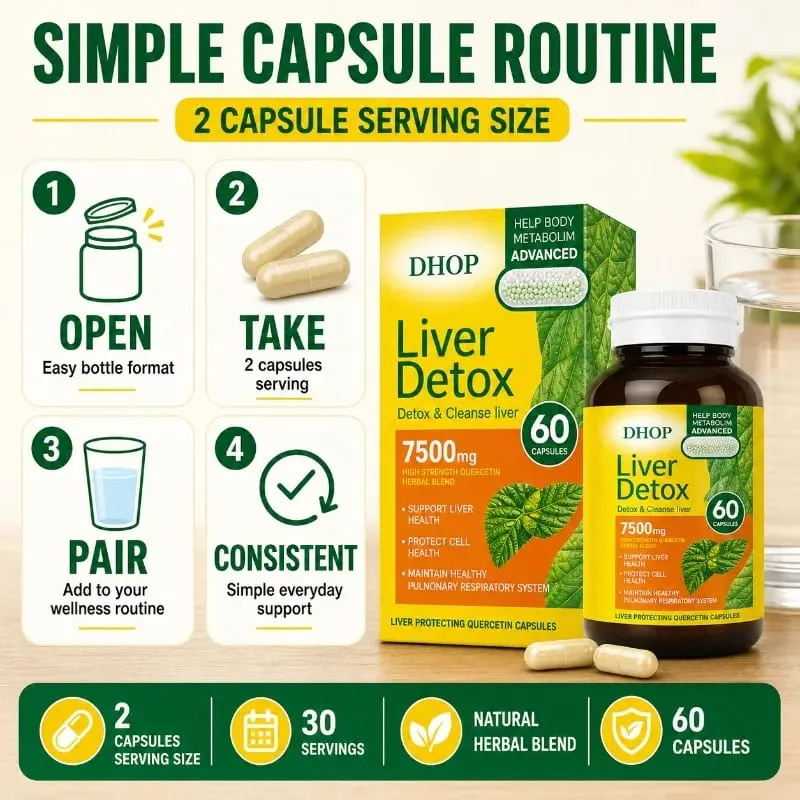 Capsules de quercétine 60 unités avec curcumine et extrait de chardon-Marie soutiennent la détoxification du foie et maintiennent la santé respiratoire — image 4