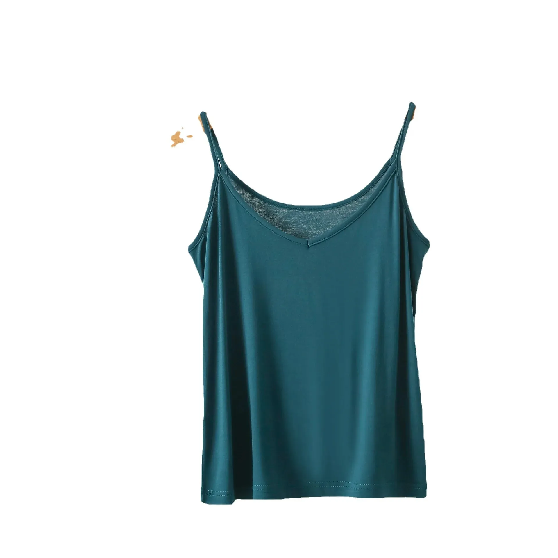 Spaghettiträger-Top für Damen, Neckholder, V-Ausschnitt, Basic-Cami, ärmellose Tanktops, Damen-Sommer-Unterhemd, einfarbig — image 7