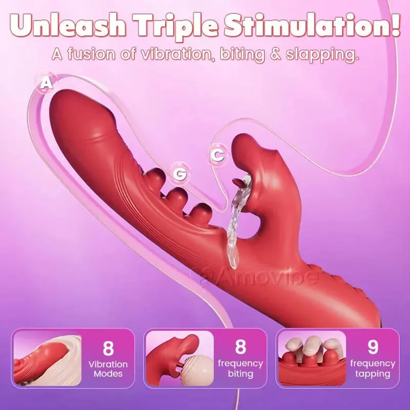 4 in 1 Tongue Licking Clitoral Vibrator with 9 Flapping & 8 Biting Vibration Modes G Spot Stimulator Dildo Sex Toys for Women 18 — image 2