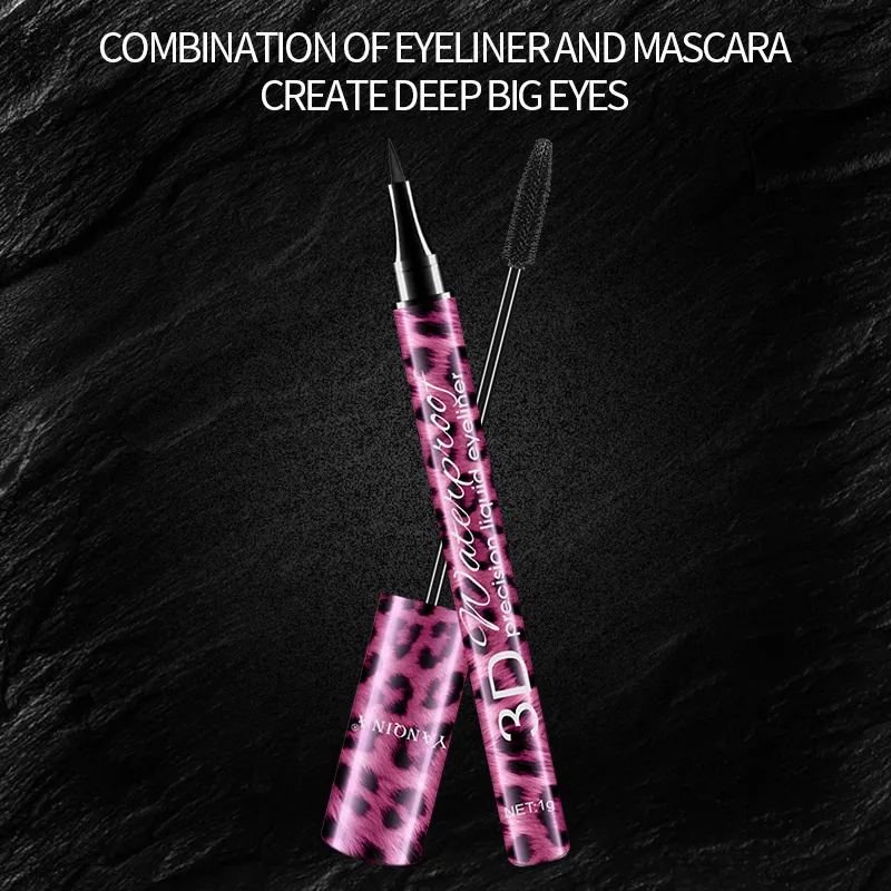 Set Maskara Kalis Air & Celak Cecair 4D Kit Kosmetik Solekan Mata Lencong Tebal Untuk Pemula