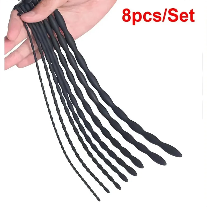 4 Buah/8 Buah Set Silikon Padat Uretra Dilator Stimulasi Uretra Mainan Seks Dewasa Masukkan Produk Seks Pria Uretra