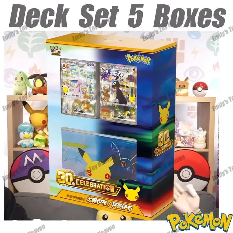 Pre-ขายใหม่แท้จีนแบบดั้งเดิม Pokemon 30th CELEBRATION Espeon Umbreon ชุดดาดฟ้า PTCG การ์ดสะสมของขวัญ — image 9
