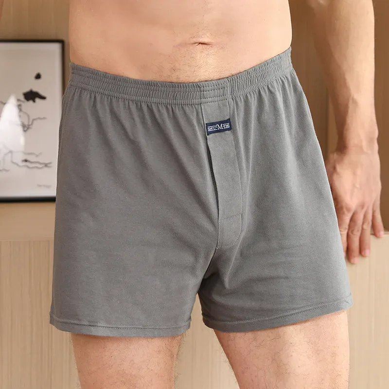 Men's Boxer Pantie Lot Underpant Loose Large Short Cotton Plus Size Underwear For Men Boxer Briefs Solid Middle Male Boxer — image 2