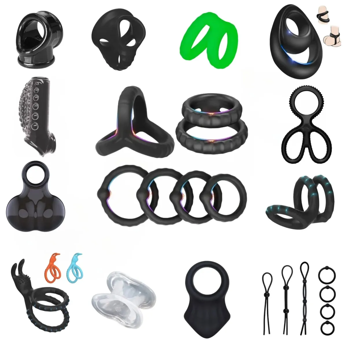 Gà Trống Nhẫn Silicone Bóng Miếng Dán Trì Hoãn Xuất Tinh TPE Dương Vật Nhẫn Cho Nam Đồ Chơi Tình Dục Có Thể Điều Chỉnh Tinh Dịch Vòng Khóa SM Dương Vật tay Áo — image 1