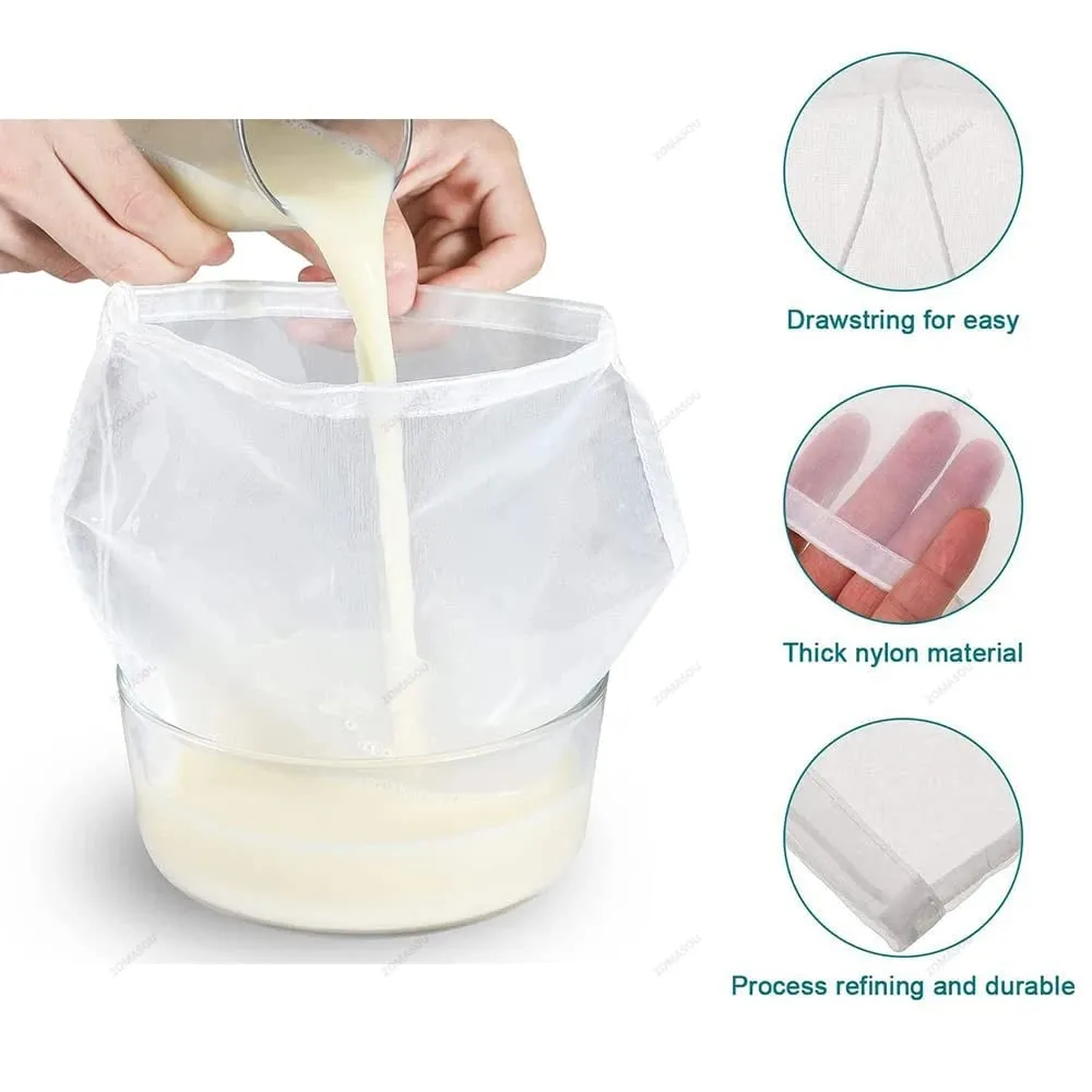1/30 Stück 100 Mesh Sojamilch Nylon Filterbeutel Muttermilchbeutel Netto Joghurt Tee Kaffee Öl Lebensmittelpresse Filter Siebe Mesh Siebbeutel — image 4