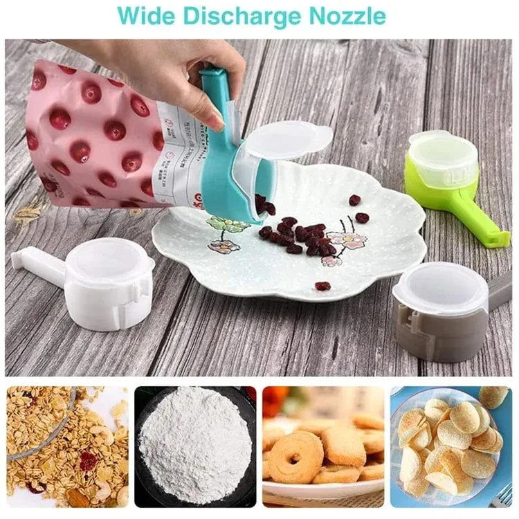 4 Túi Đựng Thực Phẩm Kín Kẹp Có Đổ Vòi Xịt Bảo Quản Thực Phẩm Nhà Bếp Kín Kẹp Đại Chip Túi Kẹp Có Nắp JT394 — image 5