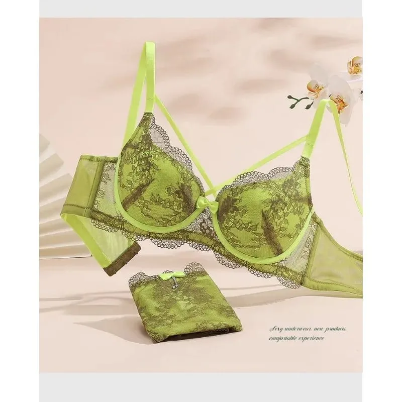 Set reggiseno sexy minimizzatore Coppa piena pizzo ultra sottile raccolto Plus Size 34-42 Seno grande al seno piccolo Supporto Comfort Lingerie — image 3