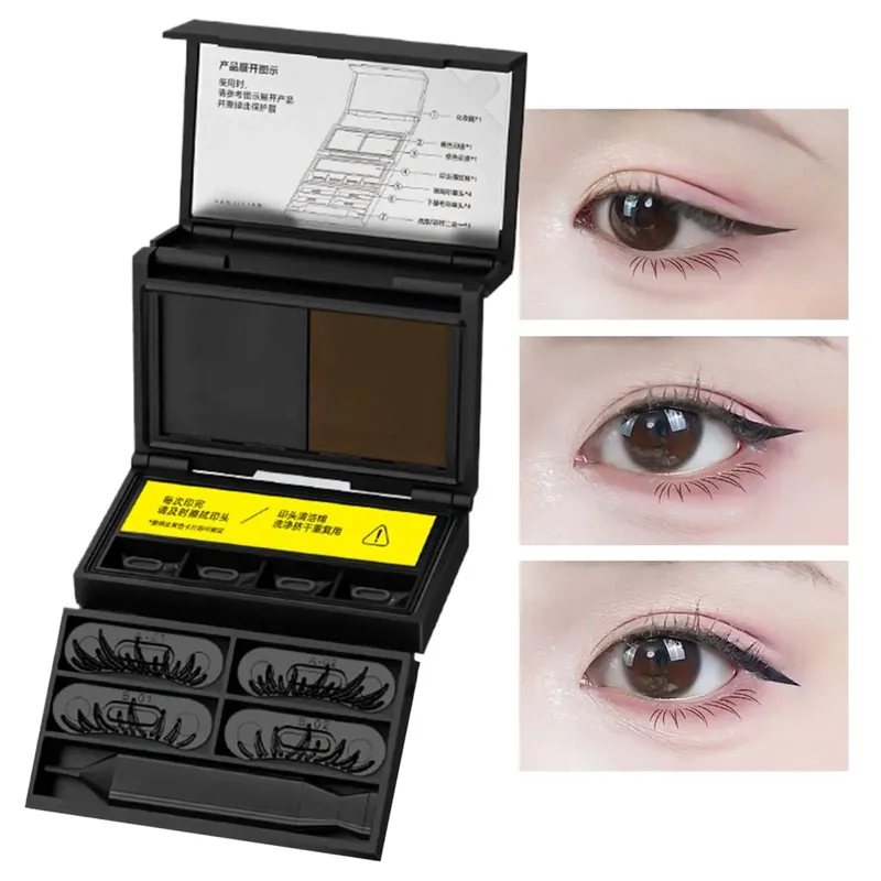 Kit di timbri per trucco per occhi Bellezza di lunga durata Timbro per ciglia inferiori Eyeliner e set di talpa Set di applicazioni antiscivolo per trucco per occhi