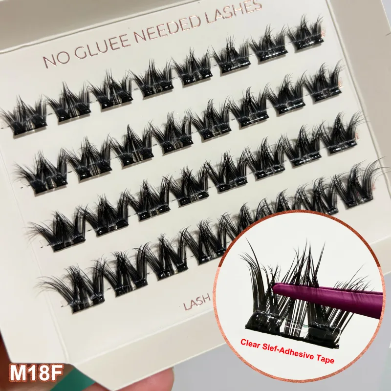 Cils auto-adhésifs en grappe, large robinet pré-collé, Extension de cils naturelle, pas besoin de colle, appuyez sur les cils Manga — image 11