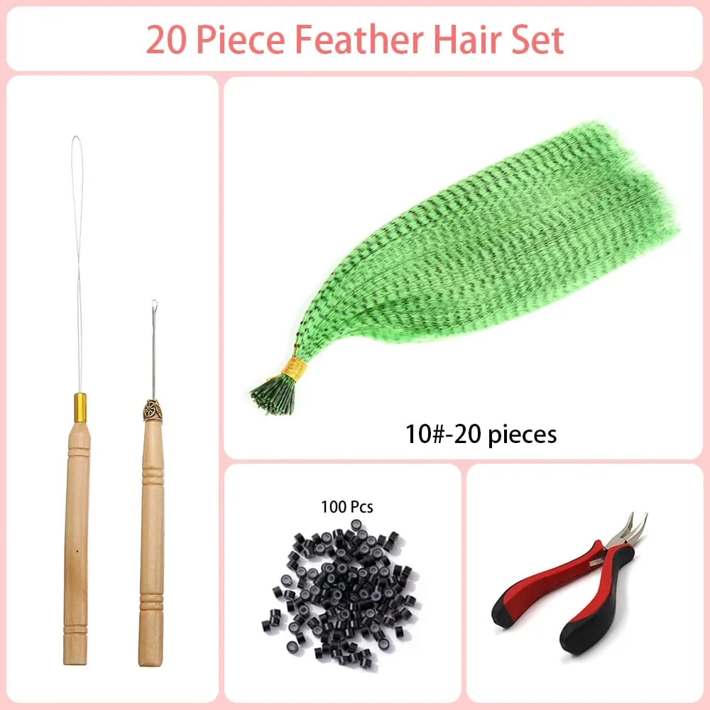 Estensioni dei capelli sintetici colorati I-Tip in piume finte 16 "20 fili/pacco Accessori per parrucche in fibra resistente al calore da donna — image 17