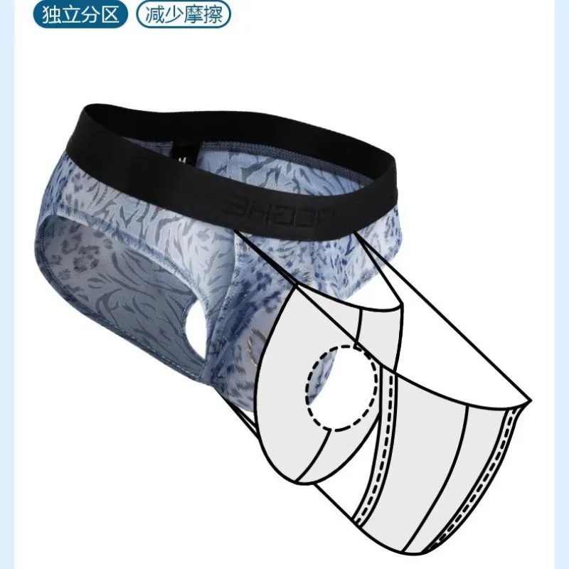 Separate Dual-Pouch-Slips für Herren, Sommer-Eisseide, durchsichtige Höschen, atmungsaktives Mesh, Leopardenmuster, für Reisen, schnell trocknende Unterwäsche — image 13