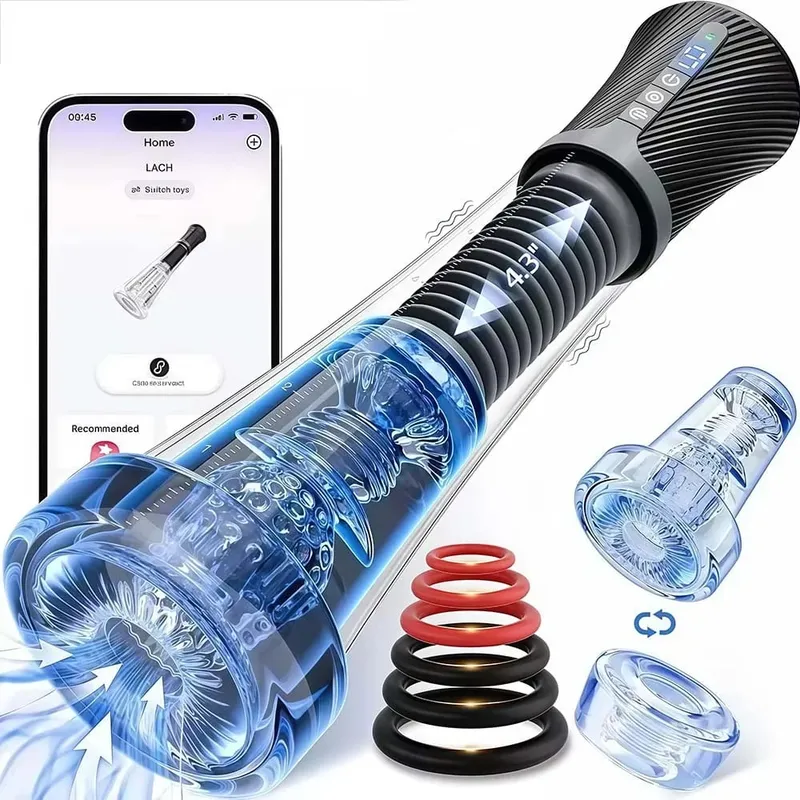 APP ควบคุมอวัยวะเพศชายปั๊มสำหรับชาย IPX7 กันน้ำชาย Masturbator ควบคุมอัตโนมัติดูดสูญญากาศเครื่องนวดสำหรับผู้ใหญ่ของเล่น
