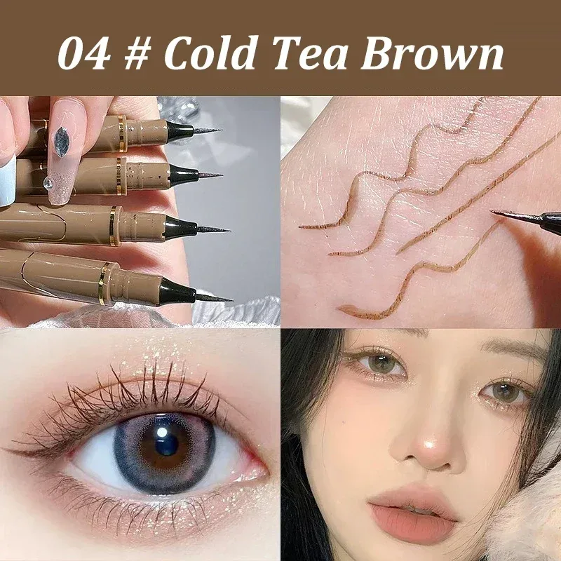 Schwarzbrauner wasserfester, schnell trocknender flüssiger Eyeliner, ultrafein, matt, langlebig, Seidenraupen-Eyeliner, Bleistift, Augen-Make-up-Geschenke