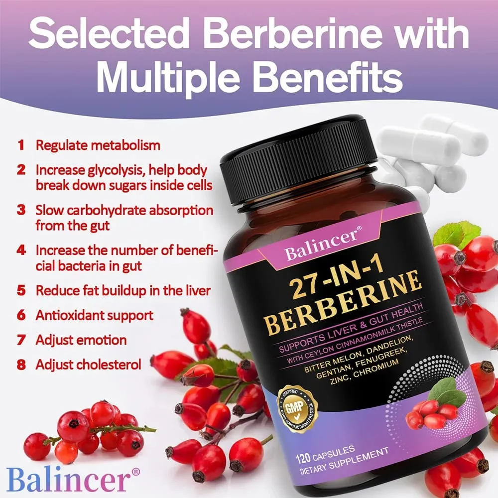 Berberine Dietary Supplement - with Ceylon Cinnamon Metabolism Healthy Weight Management Circulatory Health Immune System — image 5