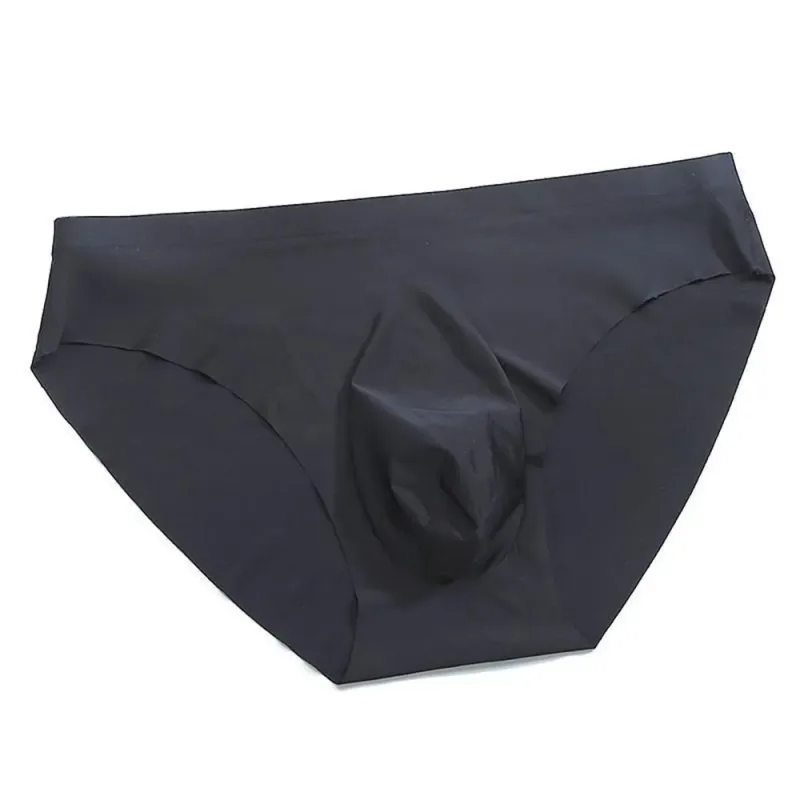 Sexy Men's Panties Ice Cool Breathable Semi Transparent Brief Solid Color Middle Waist Underwear Pump Man Bulge Pouch Briefs — image 4