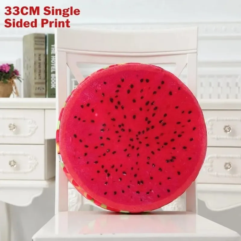 Cute Round Fruit Pillow Fruit Slice Print Plush Fabric Seat Cushion Stuffed Inner Simulation Plush Pillow Sofa Decor — image 11