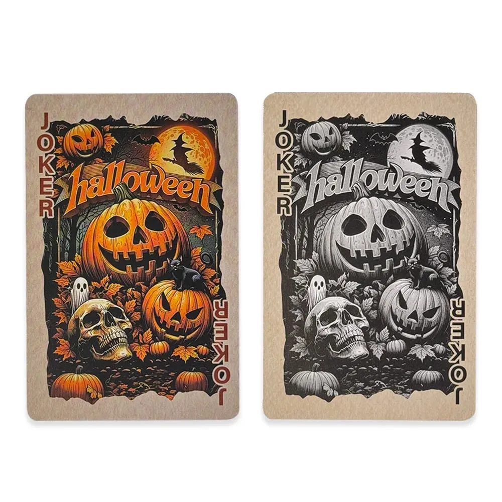 55pcs Vintage ฮาโลวีนเล่นไพ่ดาดฟ้า Spooky ฟักทองโครงกระดูกโป๊กเกอร์การ์ด Dark Gothic เกมกระดานครอบครัว Party Prop ของขวัญ — image 6