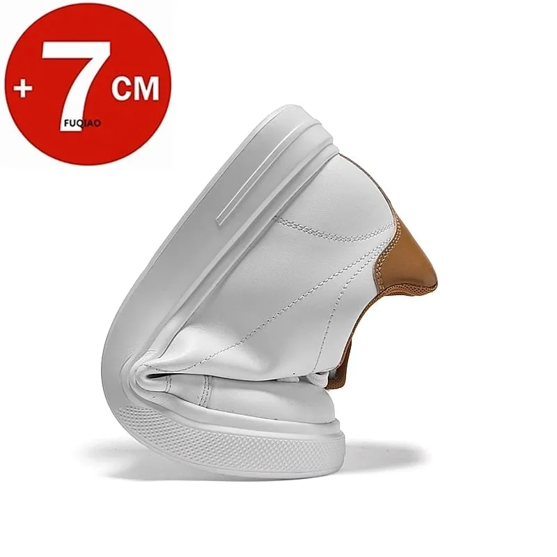 Modische PU-Leder-Aufzugsschuhe für Herren, 7 cm, unsichtbare Höhenerhöhung, weiße Turnschuhe für Damen, die lässige Sprots-Schuhe erhöhen — image 4