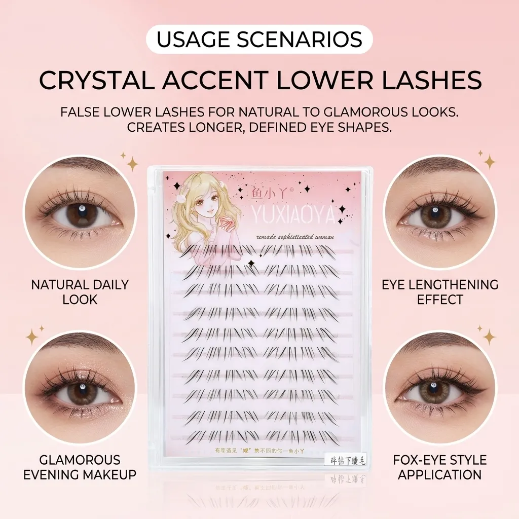 10 Reihen synthetische Faser untere Wimpern tägliches Make-up natürliche C-Curl-Füchse-Wimpern dünnes Band glitzernde Wimpern Augenschwanz verlängert — image 4