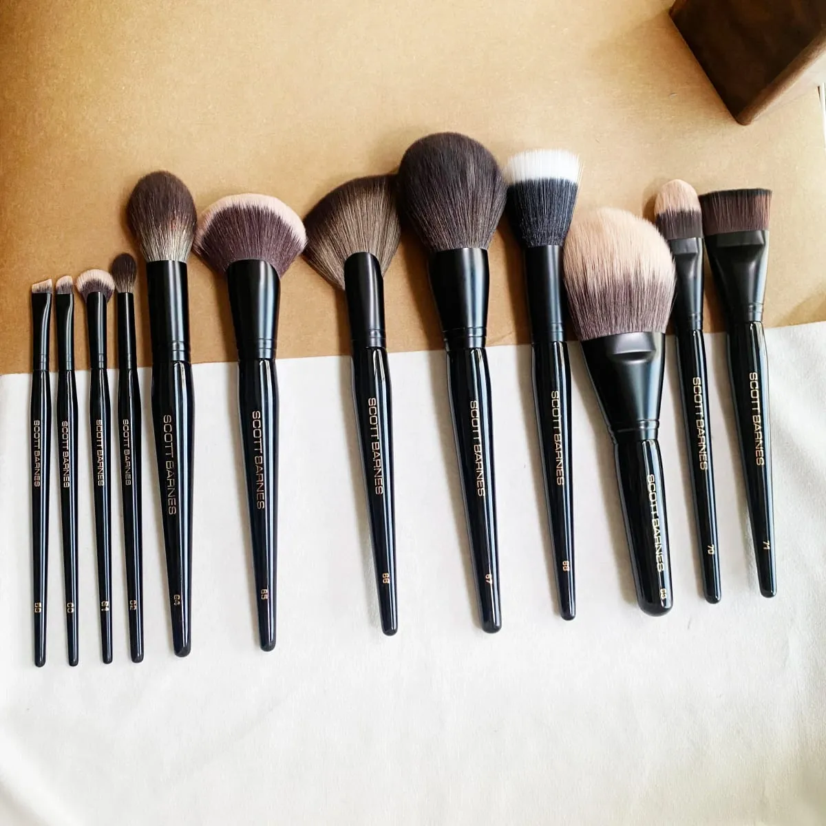 Set Berus Mekap Hitam Mewah dari SCOTT Alat Berus Kosmetik Rambut Sintetik Super lembut Pemerah Pipi Pembayang Mata.