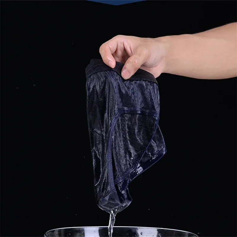 Men's Ice Silk Underwear Briefs Breathable Underwear Bamboo Carbon Fiber Anti-Bacterial Comfortable Hollow Underwear Pants Cold — image 15