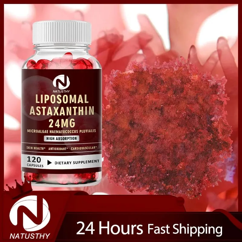 Haematococcus Pluvialis Kapsułka z astaksantyną - Liposomalna astaksantyna 24 mg - Naturalny przeciwutleniacz Zdrowie skóry i oczu oraz zdrowie układu odpornościowego — image 1