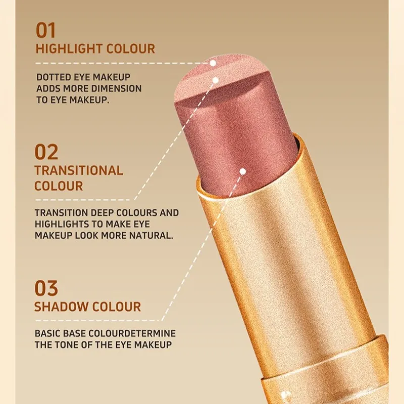 Bâton d'ombre à paupières nacré mat 3 couleurs, imperméable, brillant Durable, maquillage pour les yeux fumé, cosmétiques, bâton d'ombre à paupières longue durée — image 6