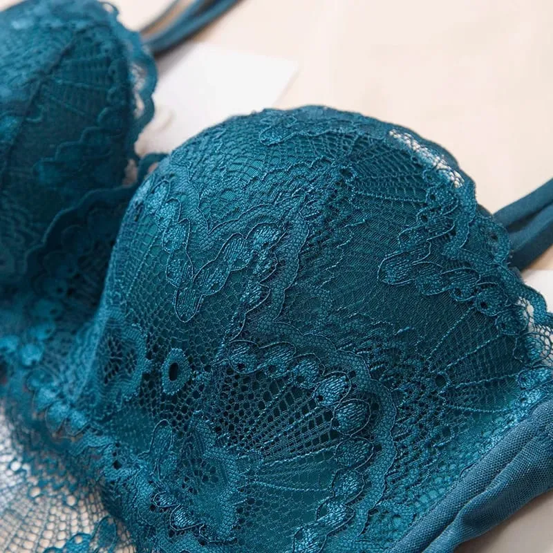 Set di lingerie sexy con reggiseno push up - Confortevole biancheria intima di pizzo senza fili, coppa per palmo per sollevamento 75°C/80°C/85°C — image 4