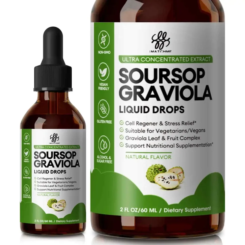 Titisan Cecair Graviola Soursop Organik untuk Sokongan Sel Antioksidan Semulajadi & Penjanaan Semula Peningkatan Imun Kaya dengan Multivitamin