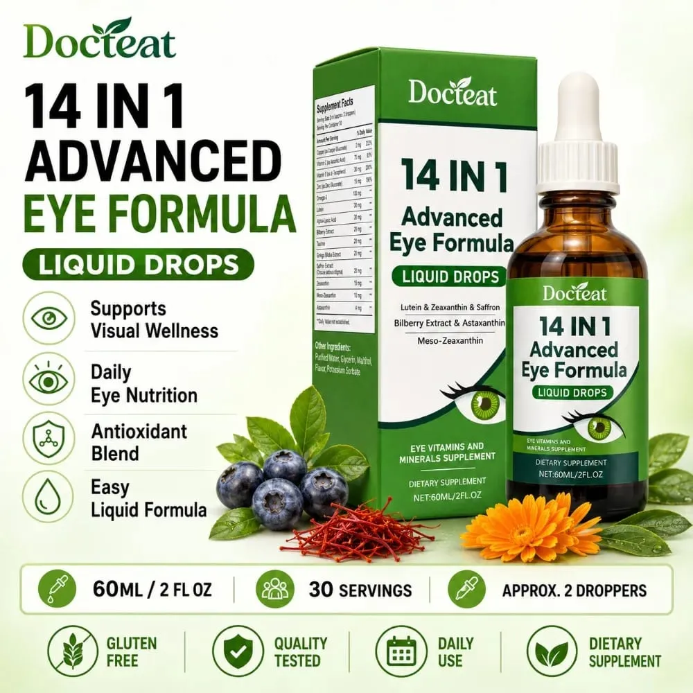 14 in 1 Eye Formula Liquid Drops – Lutein Zeaxanthin Saffron Astaxanthin Advanced Visual Support Antioxidant Blend 60ml — image 1