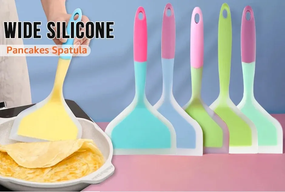 Silikonová špachtle Nádobí na vaření Hovězí maso Vejce Kuchyňská škrabka Široká Pizza Nástroje na vaření Lopatka Nepřilnavá špachtle Barva Náhodně — image 5