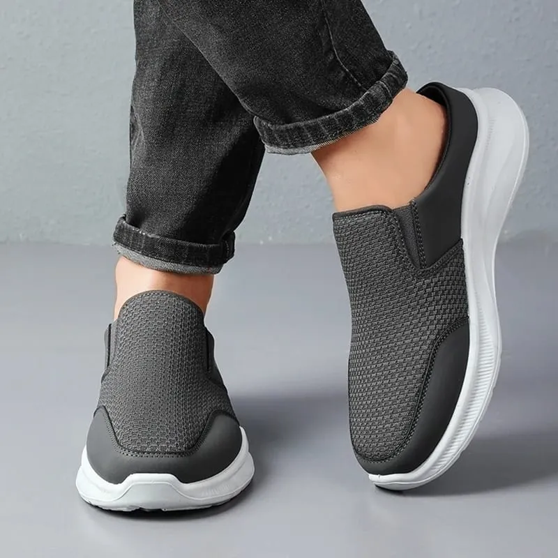 Pull-on Dual Wear Breathable Grid Knit Walking Mules Integrated Elastic Side Gore Panel Rib Segmented Full White Footwear — image 5